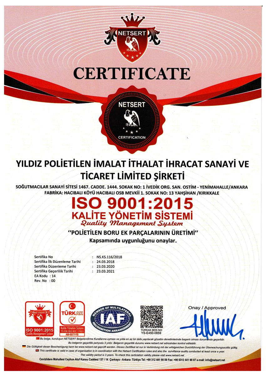 YILDIZ / ISO 9001:2015 Sertifika