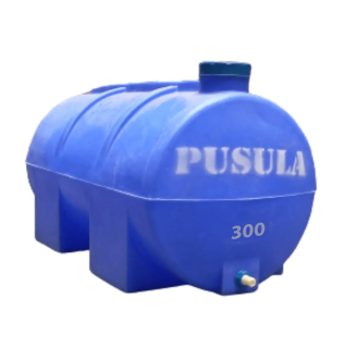 Pusula Su Depoları Polietilen 300 LT Mavi Yatay Su Deposu / Vanalı